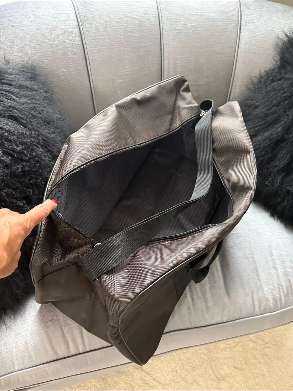 Calvin Klein Brown Travel Duffel Bag with Black Straps